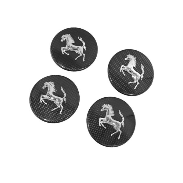 Carbon Fiber Ferrari Replica Center Wheel Caps With Cavallino - Ferrari