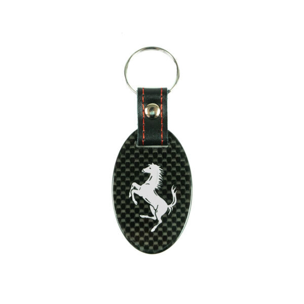 Fabspeed Ferrari Cavallino Silver Carbon Fiber Keyring - Image 3